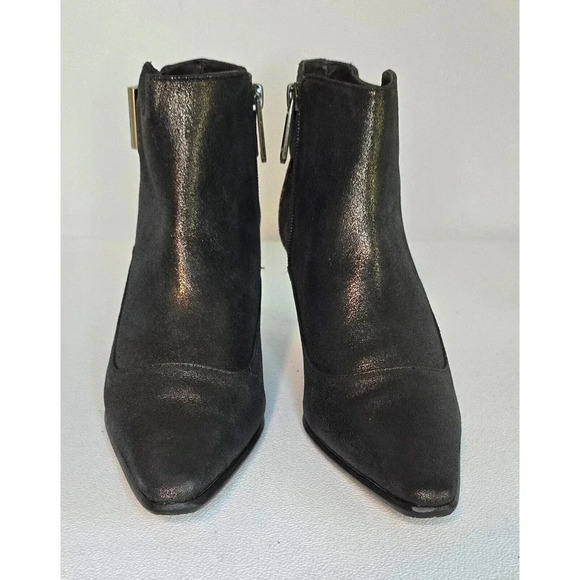 Donald J Pliner Longa Booties Brown Metallic Heeled Ankle Buckle Zip SZ 8 M - Picture 3 of 12